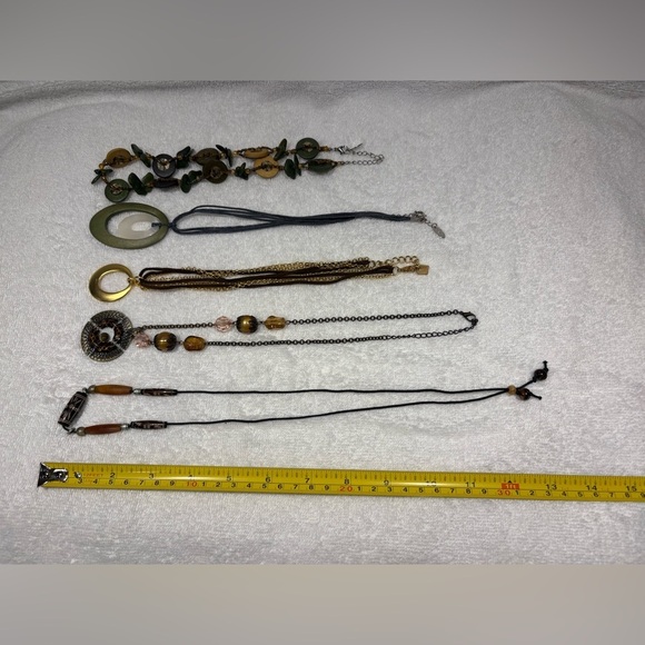 Boho Earth Tone Pendant Necklace Lot - Caracol & NW Brands - Set of 5 - Picture 10 of 10